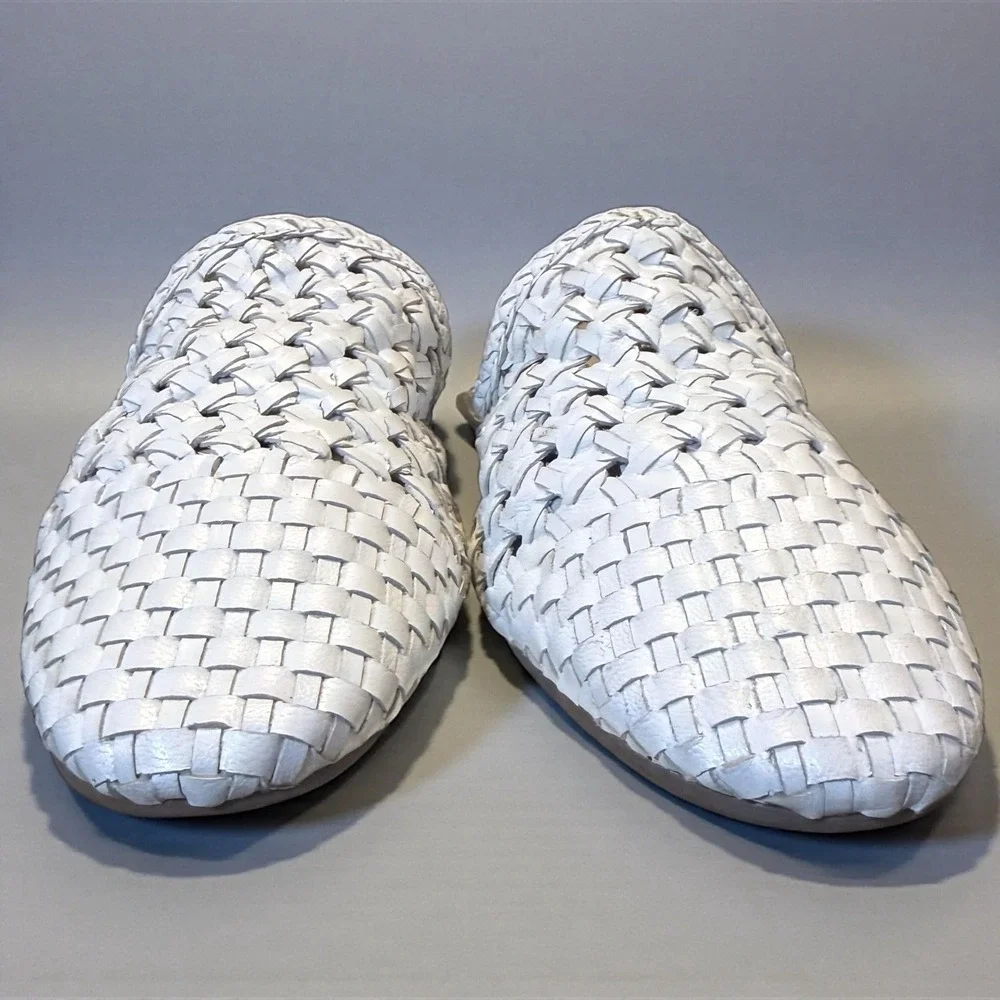 Trotters Women's White Woven Leather Mule Slides Size 9N Coastal‎ Chic Loafers